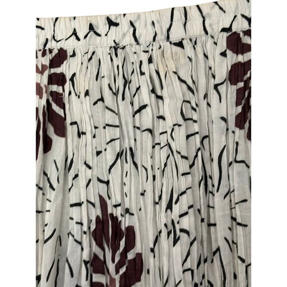 Vintage pleated floral maxiskirt, brown/white, large, peasant, festival, artsy - Picture 3 of 5